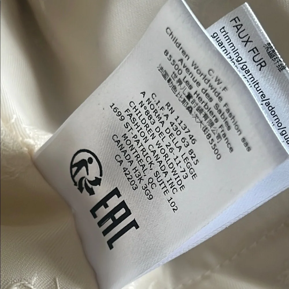 Chloé Tan Coat with Faux Fur Trim 9 months baby Authentic nwt
